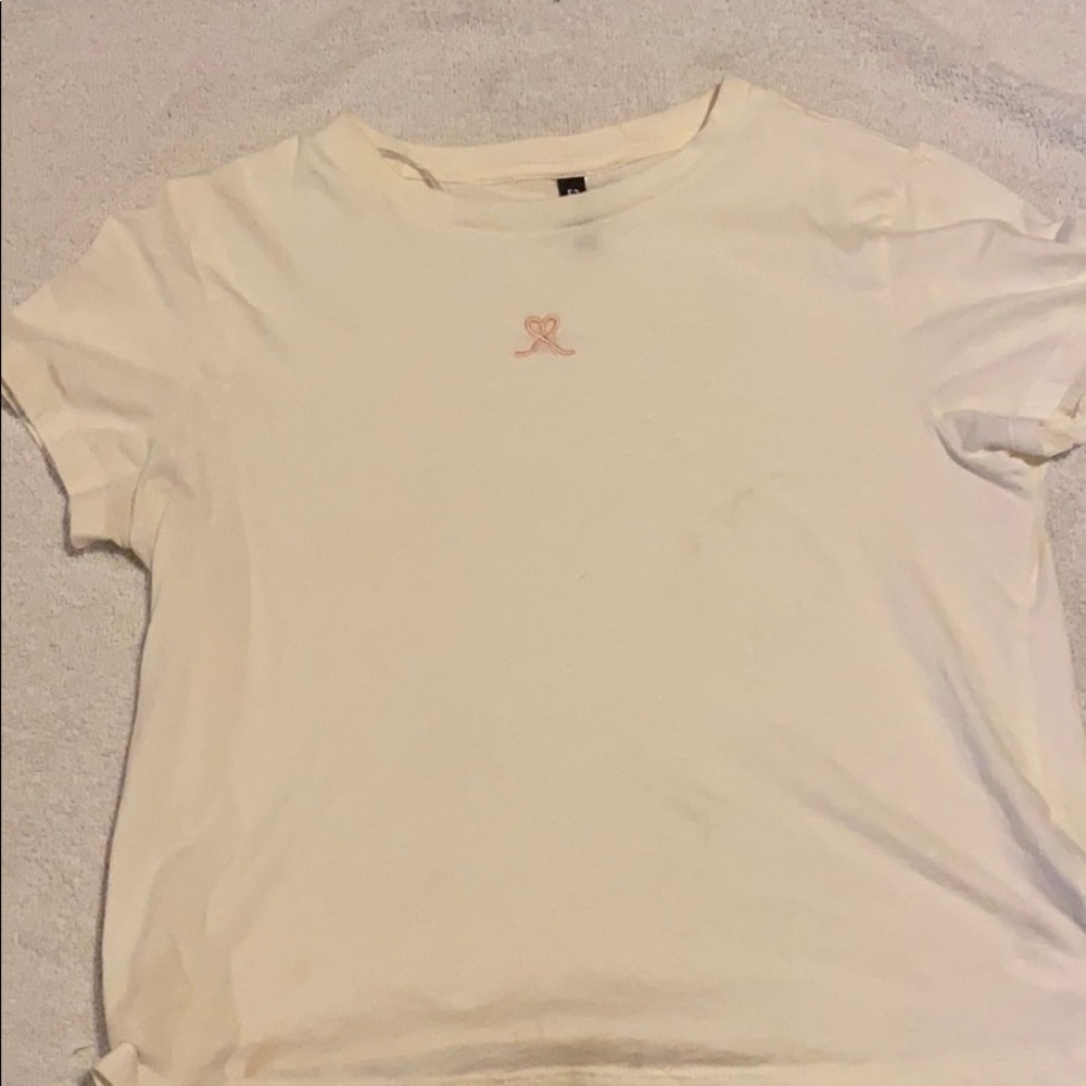 White Tee with Pink Detailed Heart